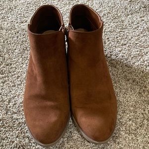 Rust brown bootie heel